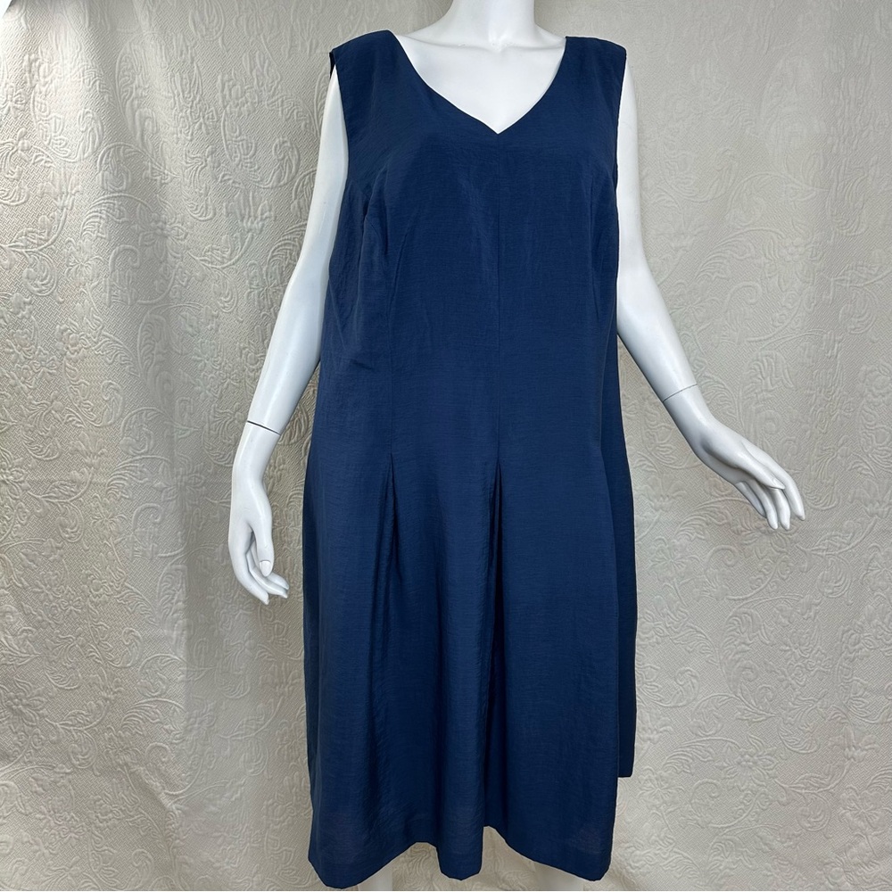 Coldwater Creek Dark Blue Rayon Nylon Sleeveless Cocktail Midi Dress